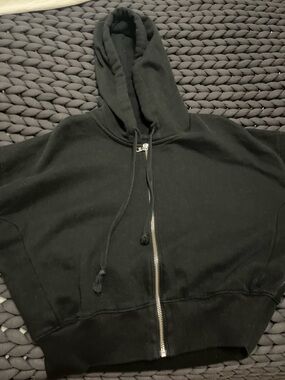 Gilly Hicks Black Cropped Zip-Up Hoodie